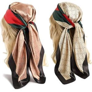 Luxury Cream and Red Patterned Scarf